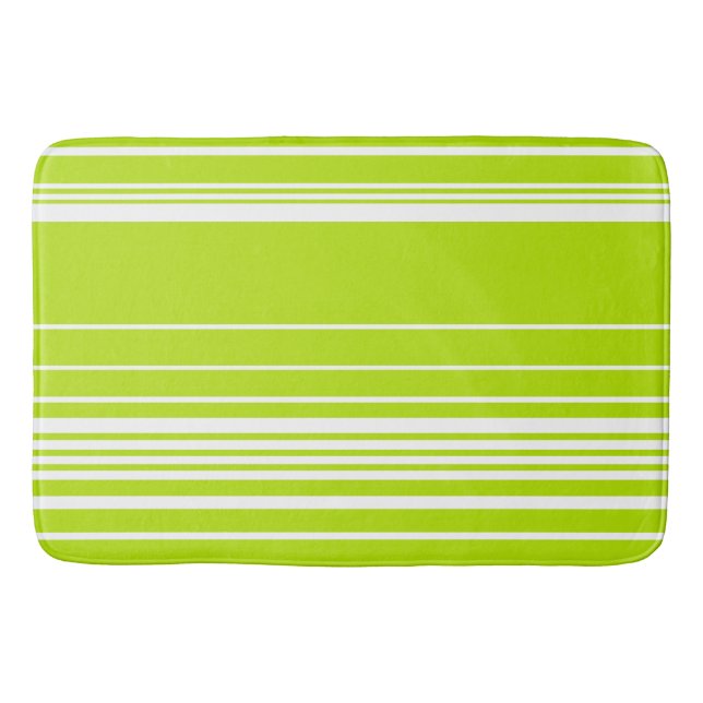Tapis De Bain Bandes complexes en vert citron et blanc (Devant)