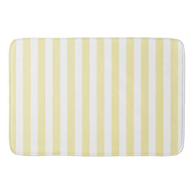 Tapis De Bain Bandes de bonbons jaunes et blancs (Devant)