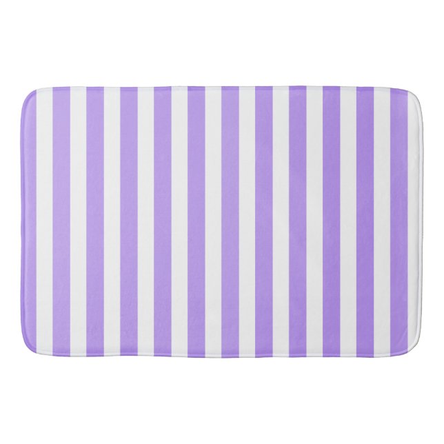 Tapis De Bain Bandes de bonbons violettes et blanches (Devant)