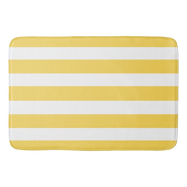 Tapis De Bain Bandes de transats jaunes et blancs (Devant)