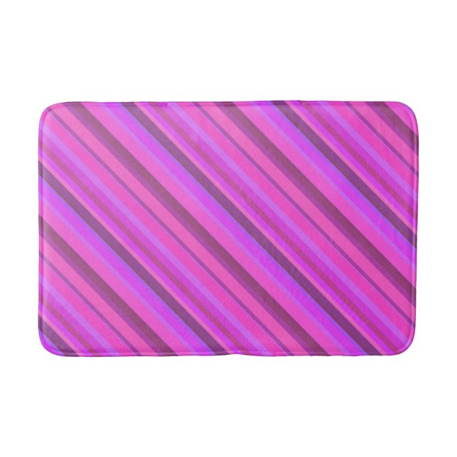 Tapis De Bain Bandes diagonales roses (Devant)