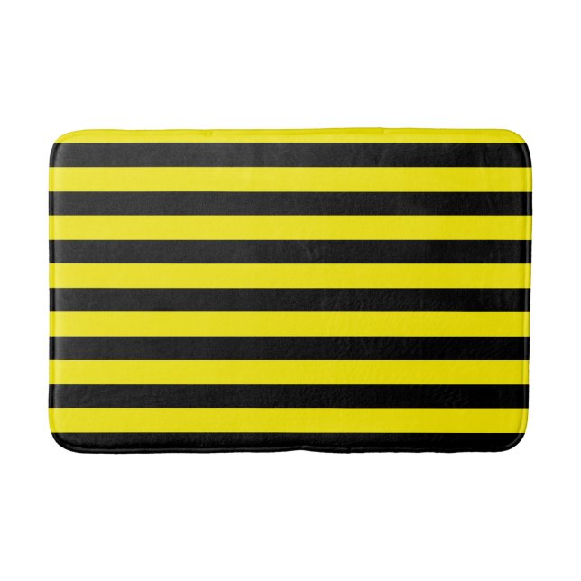 Tapis De Bain Bandes horizontales noires et jaunes épaisses clas (Devant)