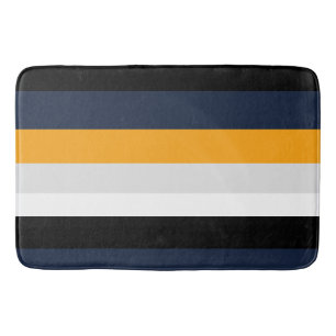 Tapis De Bain Bandes jaunes, bleues, blanches et noires