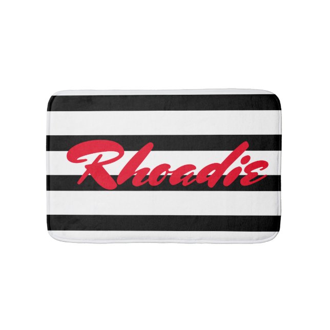 Tapis De Bain Bandes noires et blanches avec rouge (Devant)