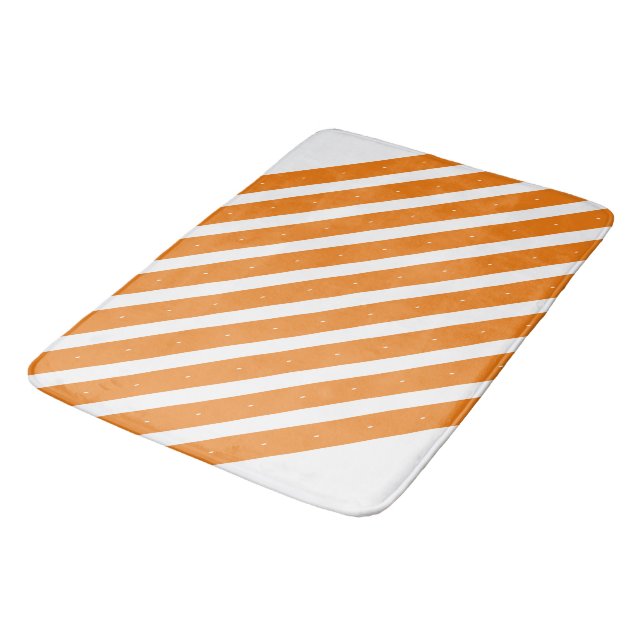 Tapis De Bain Bandes orange et blanches (Angle)