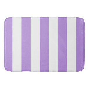 Tapis De Bain Bandes pourpres, Blancs, Motif rayé