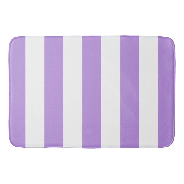 Tapis De Bain Bandes pourpres, Blancs, Motif rayé (Devant)