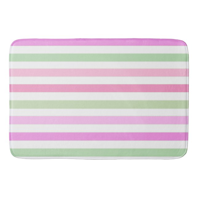 Tapis De Bain Bandes, rose, vert (Devant)