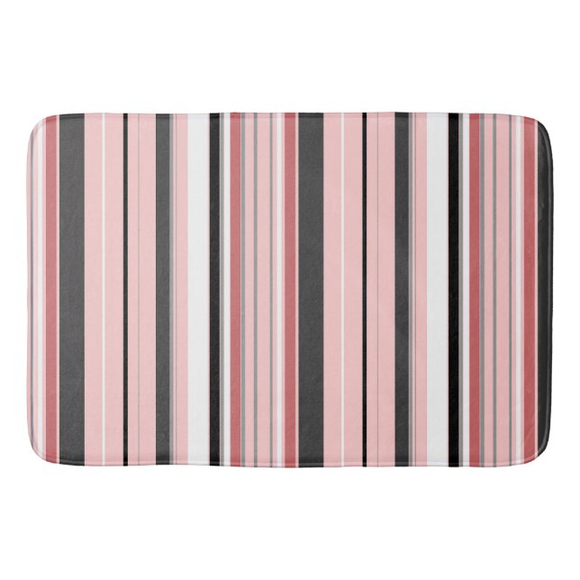 Tapis De Bain Bandes roses gris mignonnes (Devant)