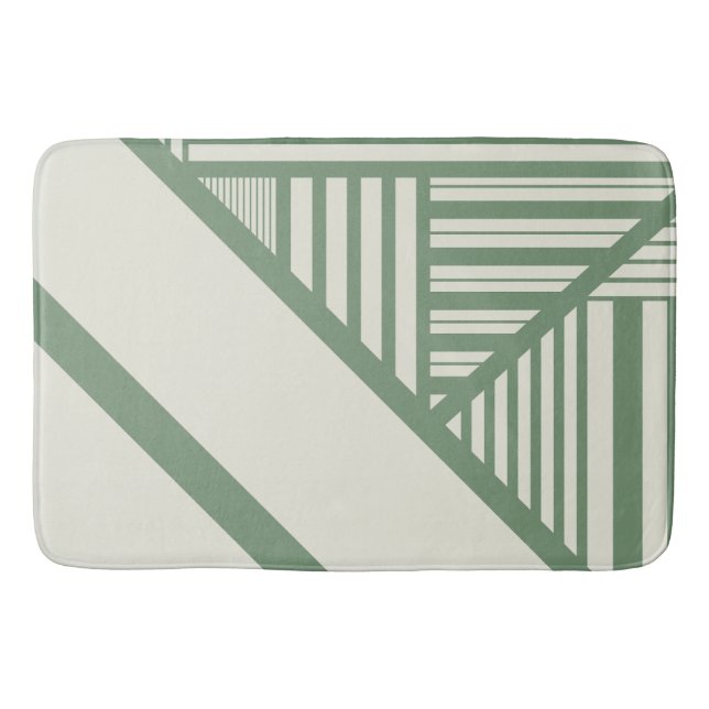 Tapis De Bain Bandes triangulaires en vert (Devant)