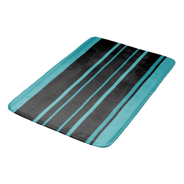 Tapis De Bain Bandes turquoise et noire (Angle)