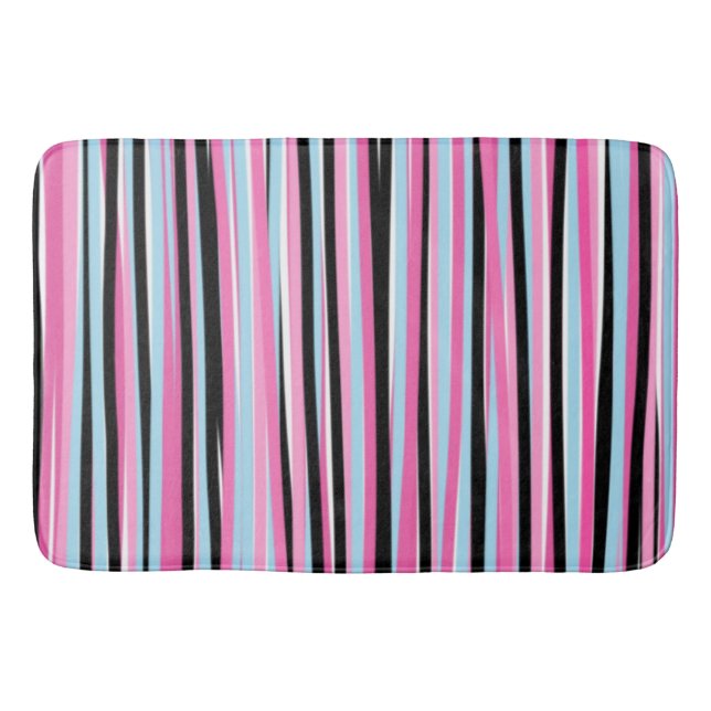 Tapis De Bain Bandes verticales rose et noire (Devant)