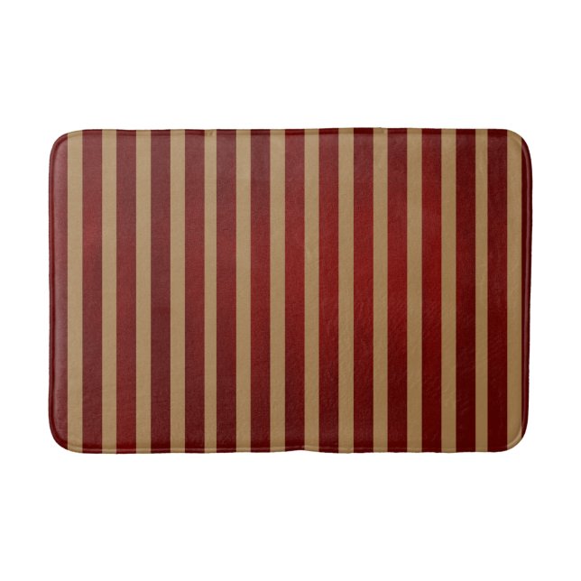 Tapis De Bain Bandes Verticales Rouge & Or Motif trié (Devant)