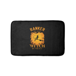 Tapis De Bain Banquier par jour Sorcière par nuit Halloween fun