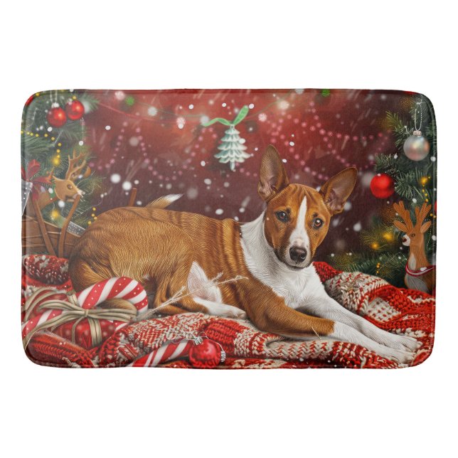 Tapis De Bain Basenji Chien Fête de Noël (Devant)