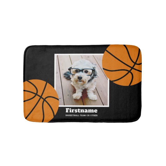 Tapis De Bain Basketball Photo Ajouter votre nom - Peut modifier (Devant)