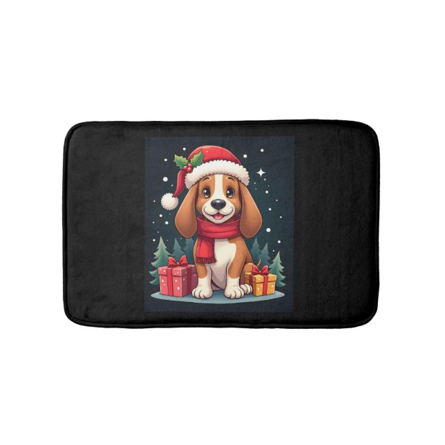 Tapis De Bain Basset Hound Dog Christmas Outfits Santa Hat Dog X (Devant)