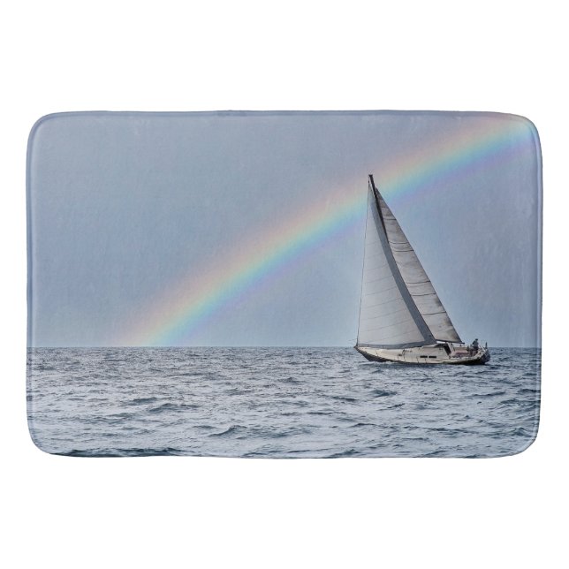 Tapis De Bain Bateau à voile avec arc-en-ciel (Devant)