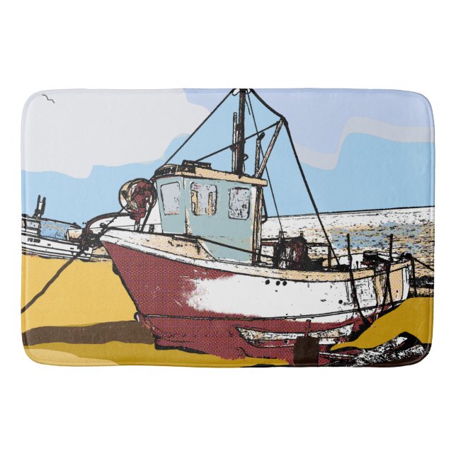 Tapis De Bain Bateau de pêche pittoresque (Devant)
