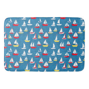 Tapis De Bain Bateaux à voile Motif bleu