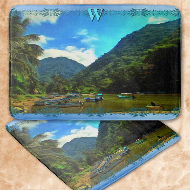 Tapis De Bain Bateaux de pêche de la rivière Mismaloya 0344 (Créateur téléchargé)