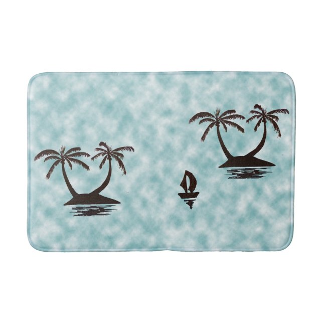 Tapis De Bain Bath Mat - Îles tropicales et Bateau (Devant)