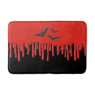 Tapis De Bain Battes gothiques et partie rouge de Halloween de