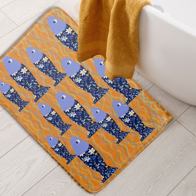 Tapis De Bain Beach House Fish Paysage marin Pêcheur de bord de  (Créateur téléchargé)