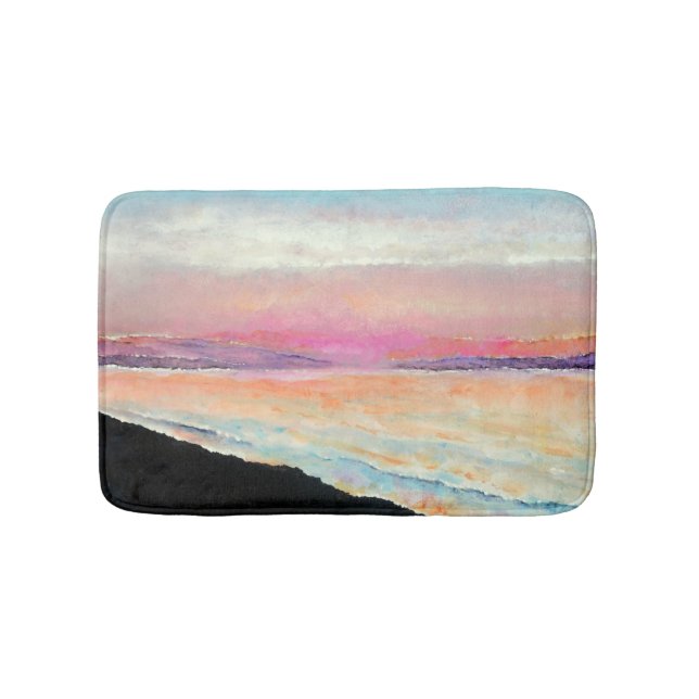 Tapis De Bain Beach Lake Pastel Sunset Art (Devant)