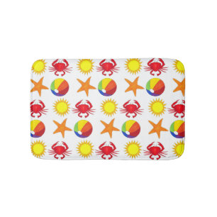 Tapis De Bain Beach Party Beachball Sun Crab Starfish Seashore