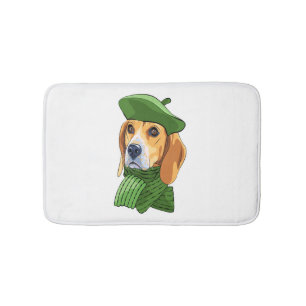 Tapis De Bain Beagle de chien en vert béret français