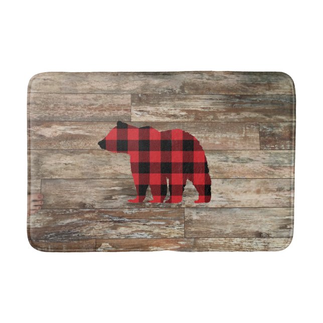 Tapis De Bain Bear Buffalo Check Russe Wood Bath Mat (Devant)