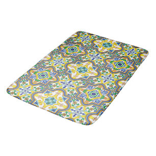 Tapis De Bain 💛 💙 Beau bleu et jaune Azulejos