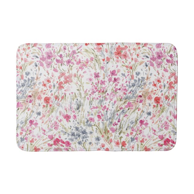 Tapis De Bain Beau Motif d'aquarelle Fleur sauvage (Devant)