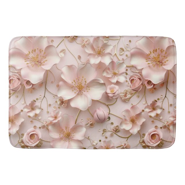 Tapis De Bain Beau Pastel Rose Doux Floral (Devant)