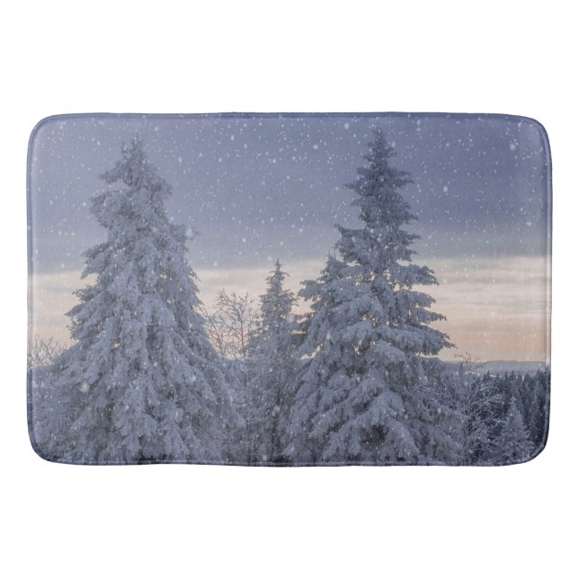 Tapis De Bain Beau paysage hivernal comme il neige (Devant)