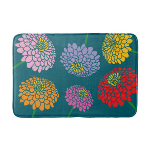 Tapis De Bain Beau Zinnia fleurie personnalisé mat de bain coule