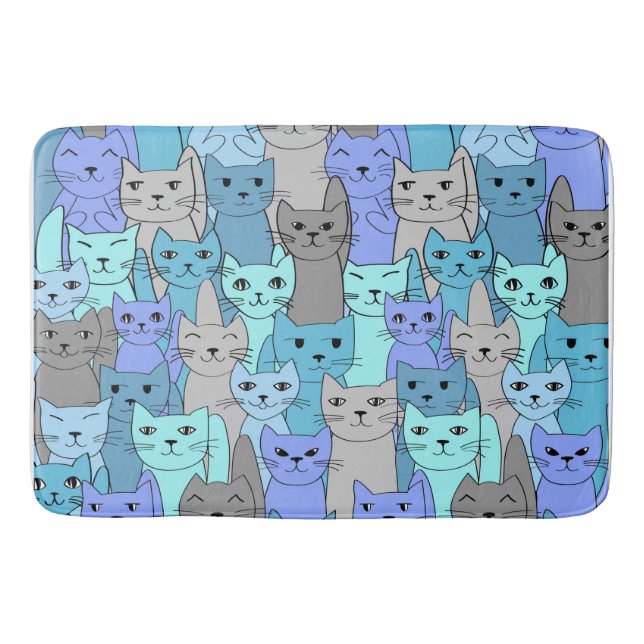 Tapis De Bain Beaucoup de Blue Cats Design (Devant)
