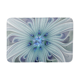 Tapis De Bain Beauté florale Abstraite moderne Blue Pastel Flowe