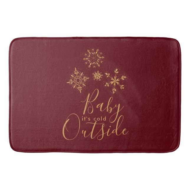 Tapis De Bain Bébé c'est froid dehors Golden Snowflakes (Devant)
