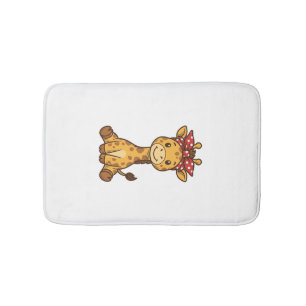 Tapis De Bain Bébé girafe mignon avec noeud papillon design vect