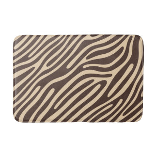 Tapis De Bain Beige Brune Zebra Bande Impression