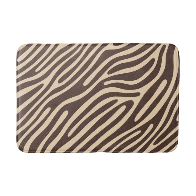 Tapis De Bain Beige Brune Zebra Bande Impression (Devant)