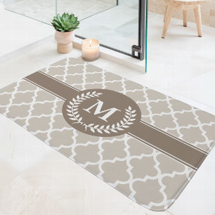 Tapis De Bain Beige et Mocha Monogramme Marocain