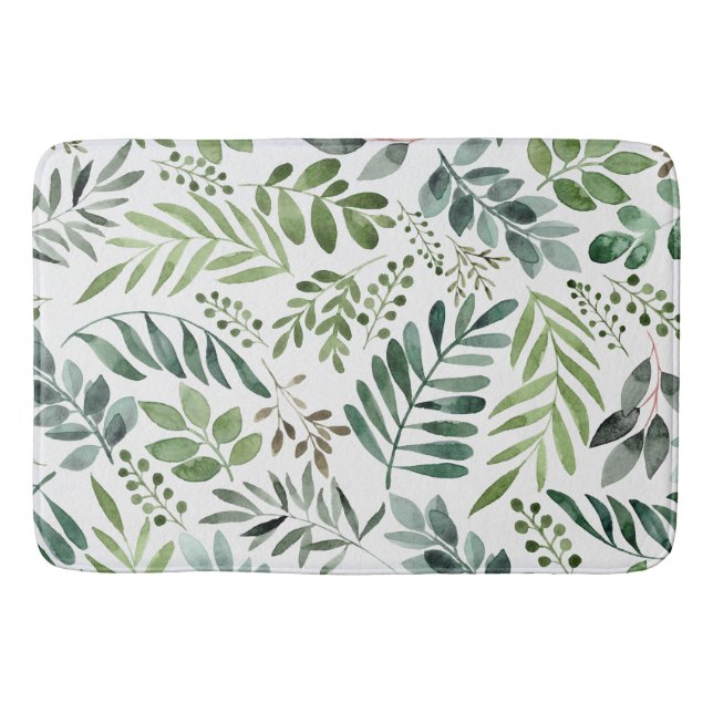 Tapis De Bain Belle aquarelle Botanique Feuille Motif  (Devant)