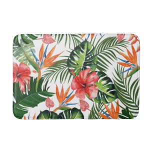 Tapis De Bain Belle aquarelle Tropical Floral Motif