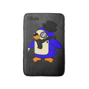 Tapis De Bain Belle bande dessinée pingouin élégant en pierre no
