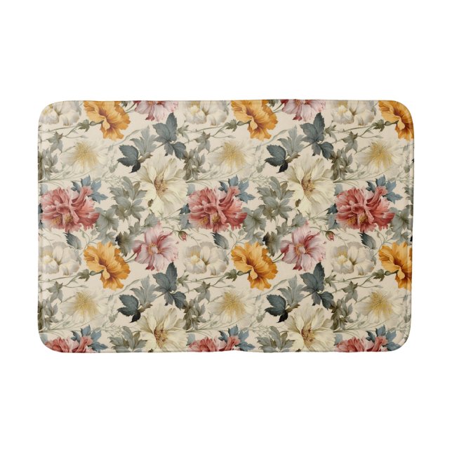 Tapis De Bain Belle classe norvégienne aquarelle rétro floral (Devant)