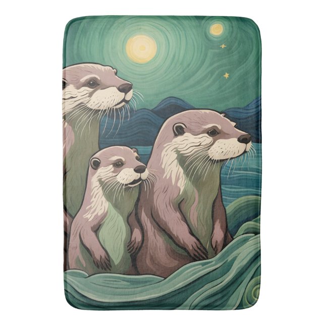 Tapis De Bain Belle famille Otter Van Gogh Style Van Gogh (devant Vertical)
