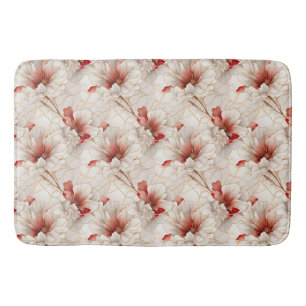 Tapis De Bain Belle Flore Rouge Blanc